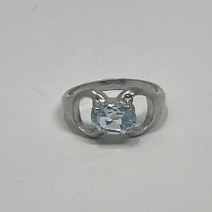 925 Sterling Silver ring with Light Blue Aquamarine Gemstone